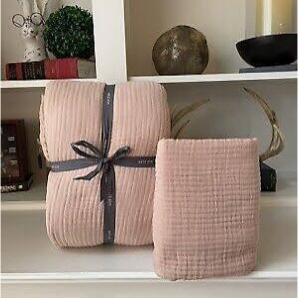 West Elm Blush Quilted Euro Shams